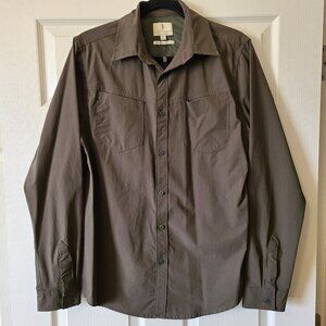 Scott James Long Sleeve Button Shirt Mens Large Army Green